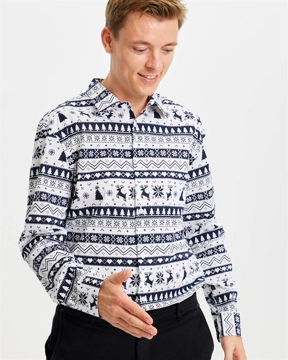Julesweaters Christmas Shirts Winterish - White/Navy